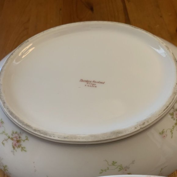 Theodore Haviland Limoges France Covered Oval Serving Dish Pink Flowers - Picture 7 of 8